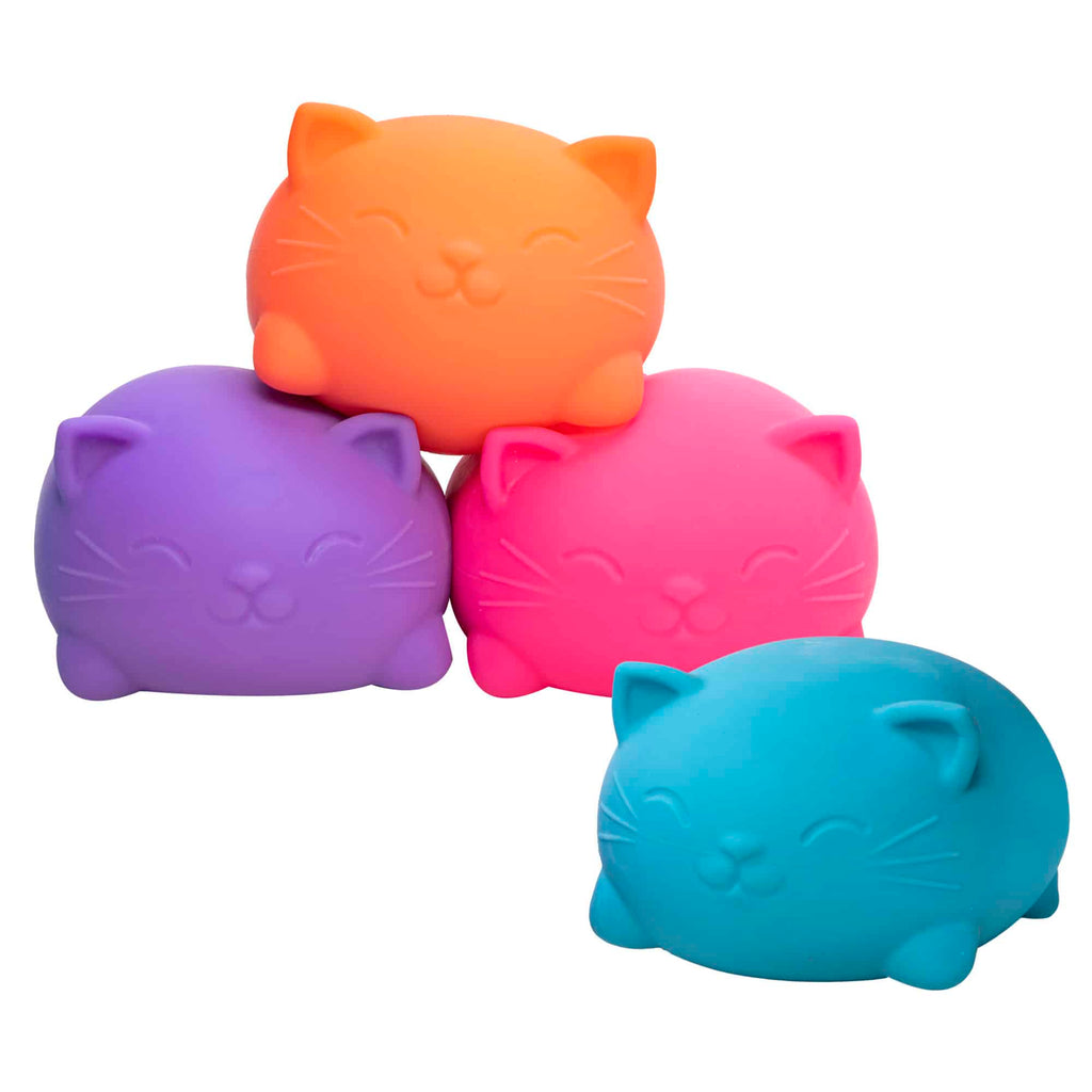 NeeDoh Super Cool Cats Q2 - Group Stacked - Pink Orange Blue Purple
