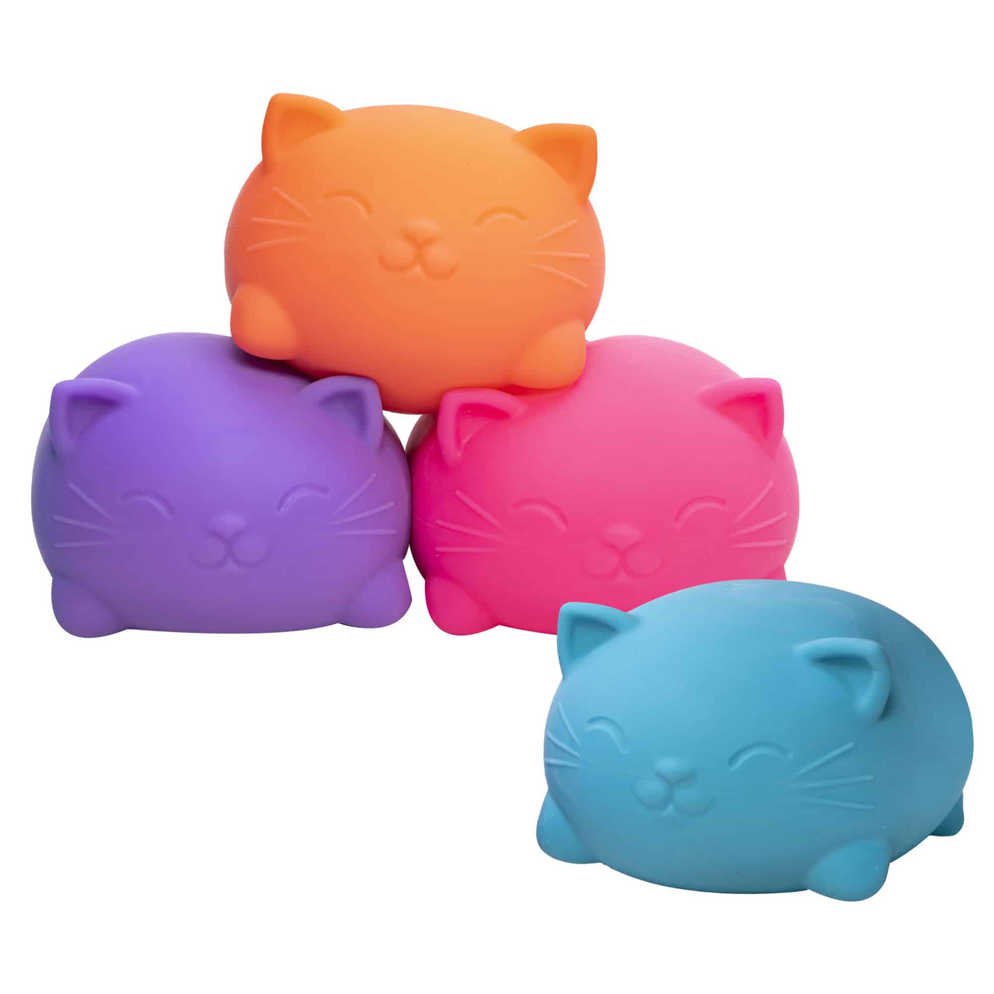 NeeDoh Super Cool Cats Q2 - Group Stacked - Pink Orange Blue Purple