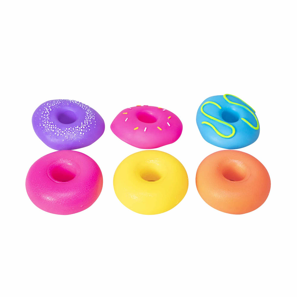 NeeDoh Dohnuts T8 Group - Pink and Purple, Yellow and Pink, Orange and Blue with Removable Frosting Pieces