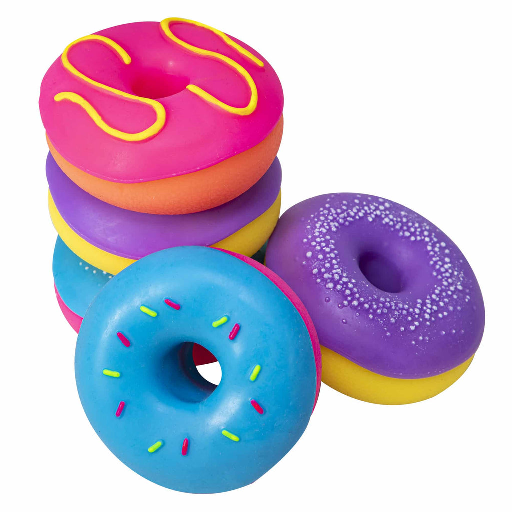 NeeDoh Dohnuts T8 Stack and Group - Pink, Purple, and Blue frosted