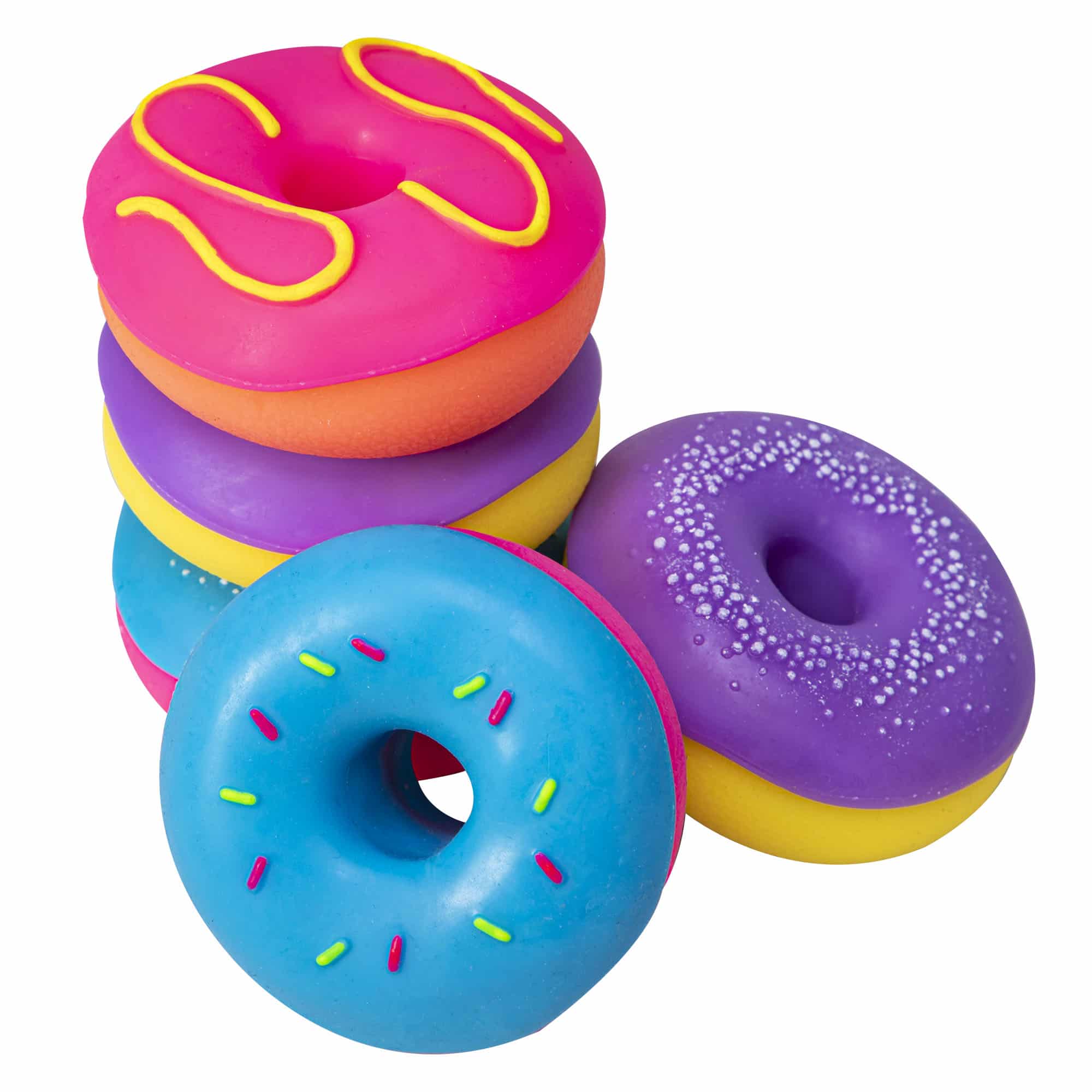 NeeDoh Dohnuts T8 Stack and Group - Pink, Purple, and Blue frosted