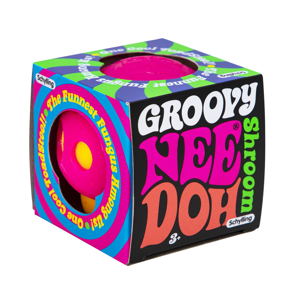 NeeDoh Groovy Shroom L5 - Package Angle Right - Orange with Pink Top Mushroom