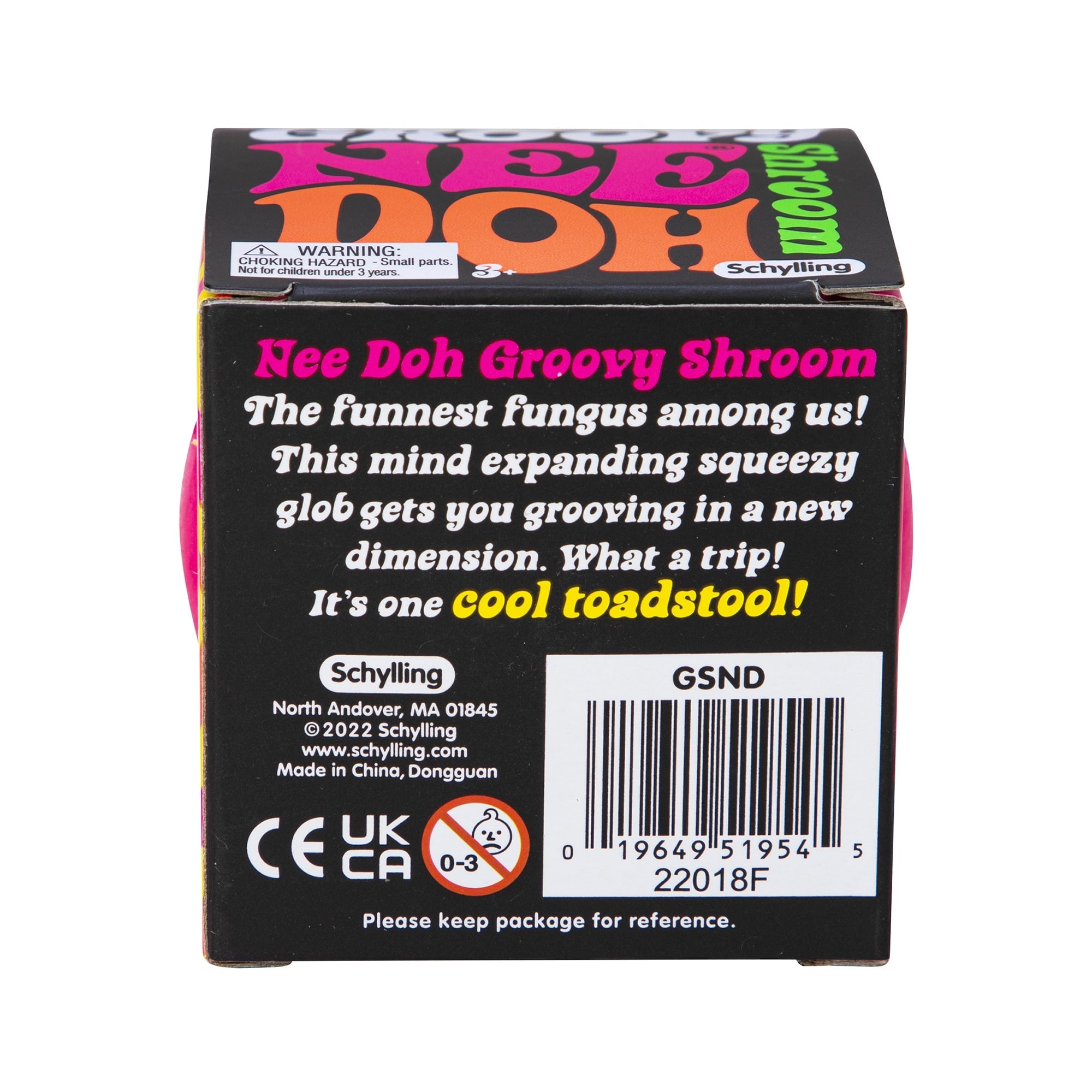 NeeDoh Groovy Shroom L5 - Package Bottom - Orange with Pink Top Mushroom