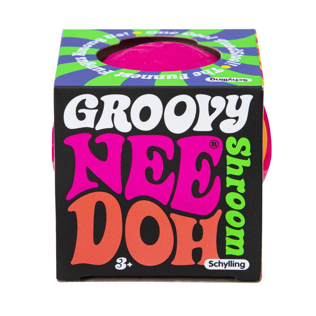 NeeDoh Groovy Shroom L5 - Package Front - Orange with Pink Top Mushroom