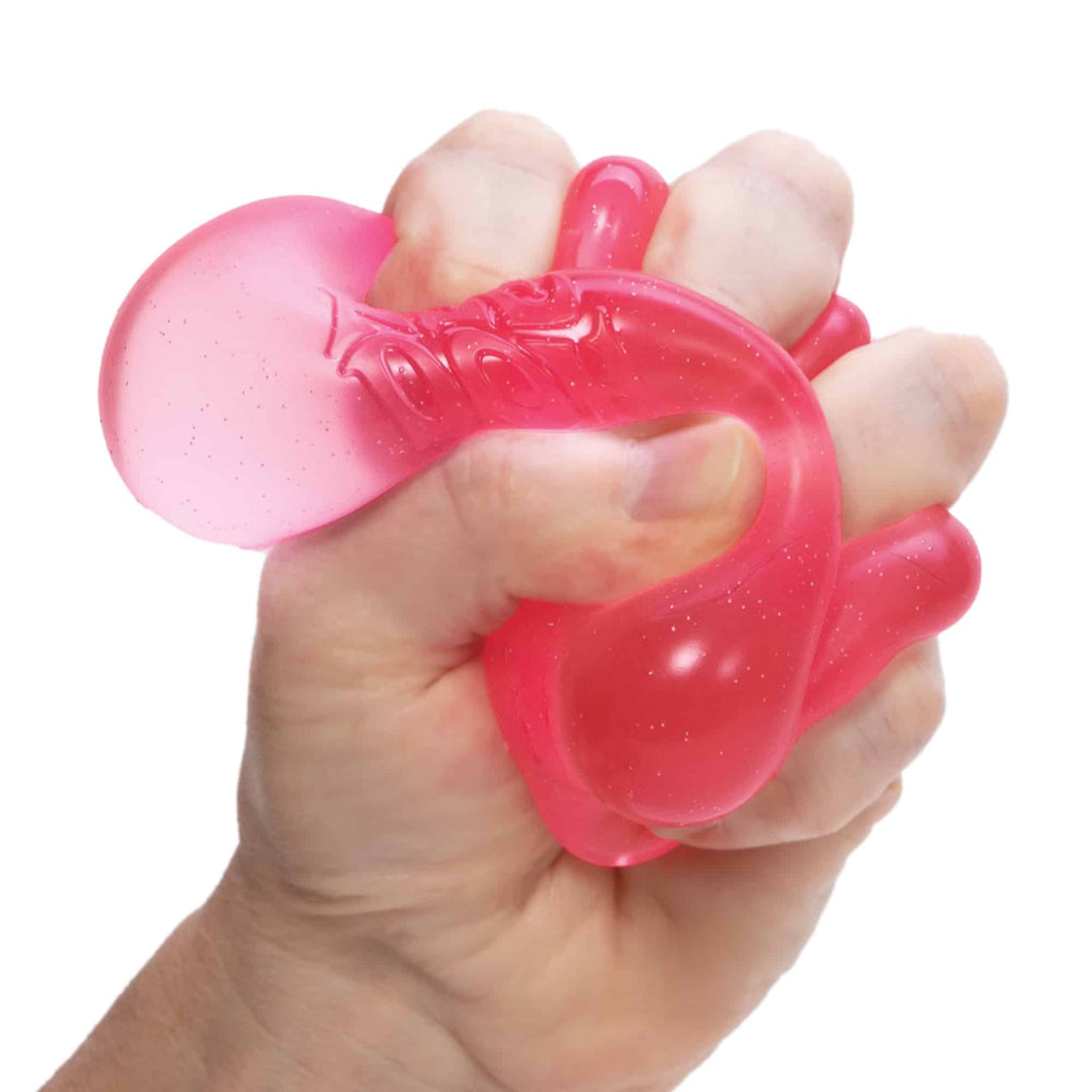 NeeDoh Nice Cube X7 Pink Squeezed in Hand