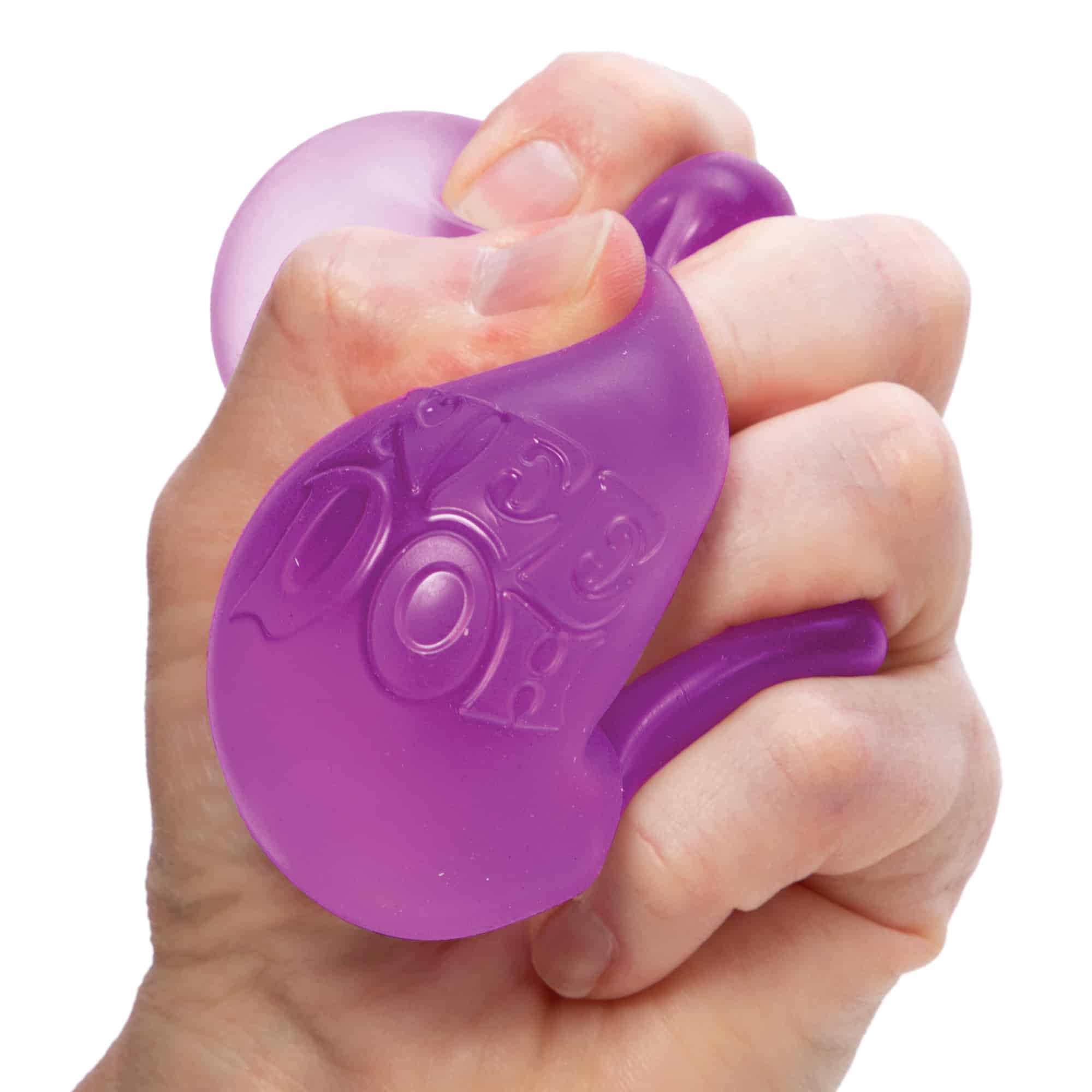 NeeDoh Nice Cube X7 Purple Squeezed in Hand